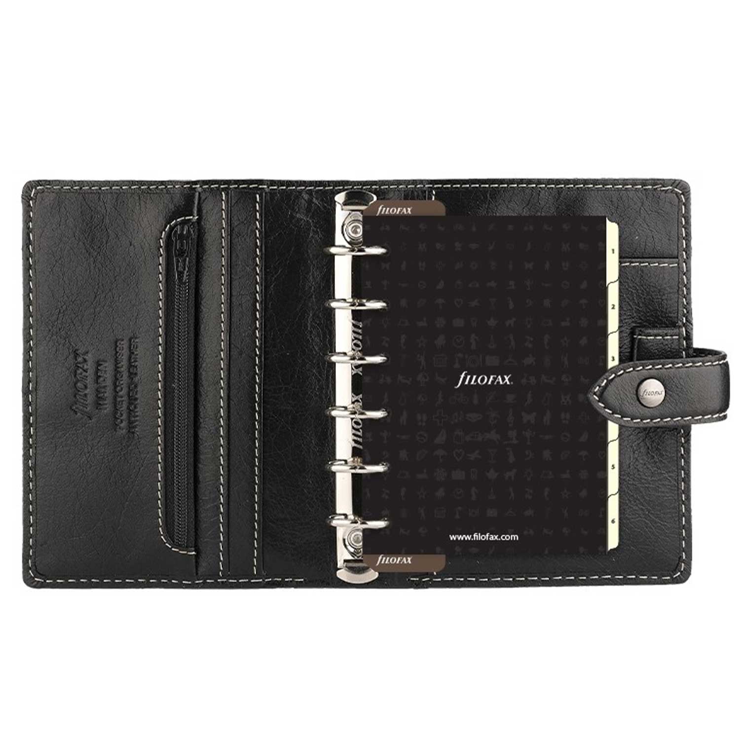 Filofax Malden Pocket Black Leather Organizer Agenda Calendar - Open