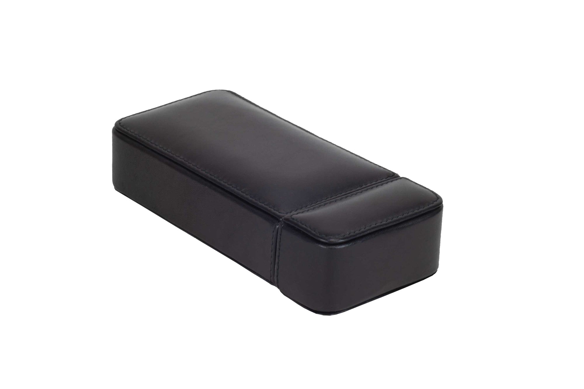 DiLoro Italian Leather Single Travel Watch Case Holder in Black Made in Italy - Closed