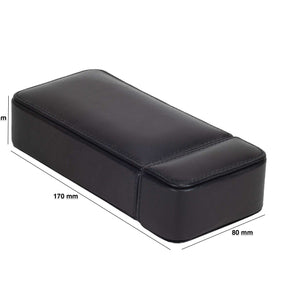 DiLoro Italian Leather Single Travel Watch Case Holder in Black Made in Italy - Dimensions