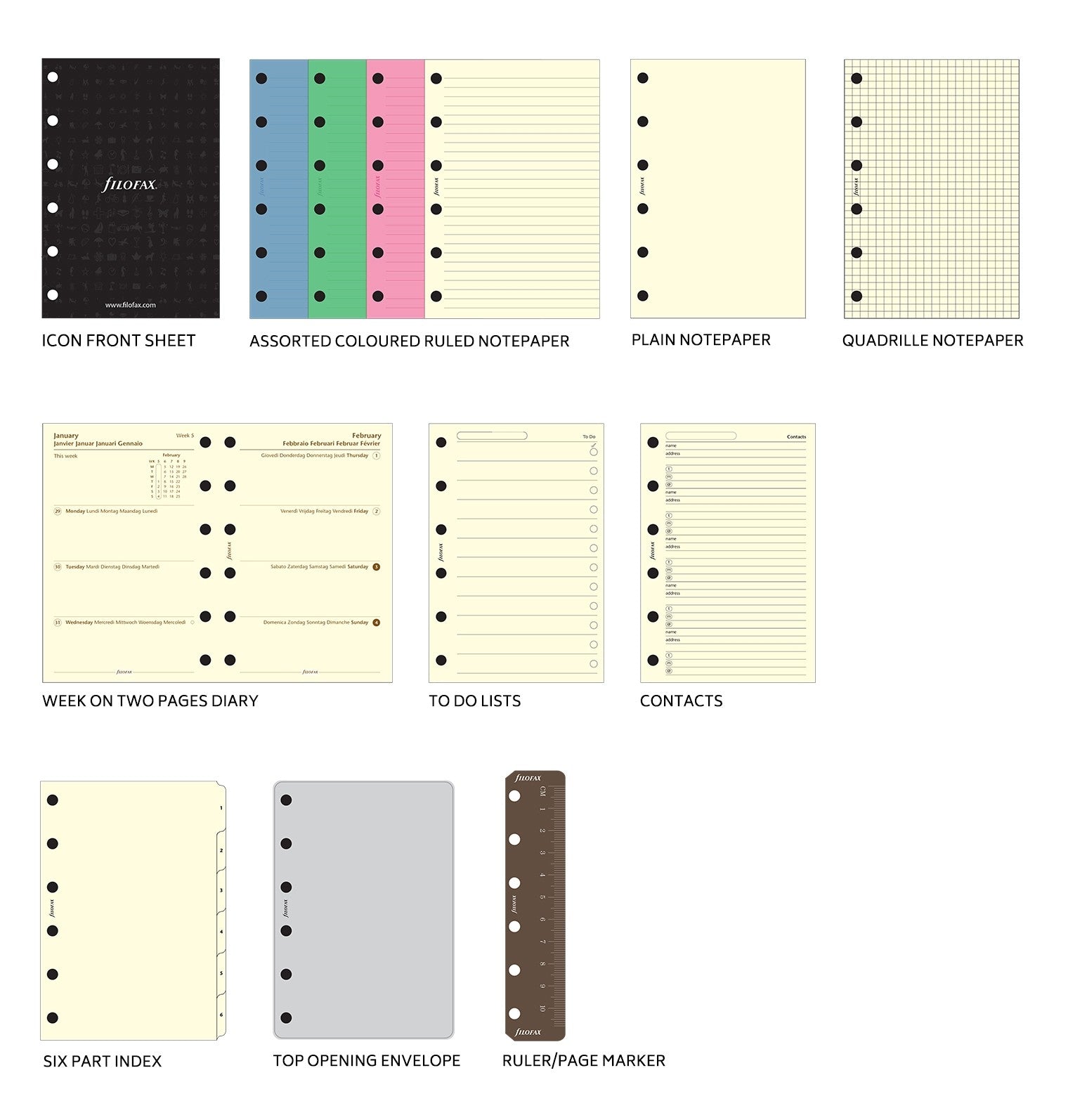 Filofax Classic Croc Print Pocket Chestnut Leather Organizer Agenda Refills